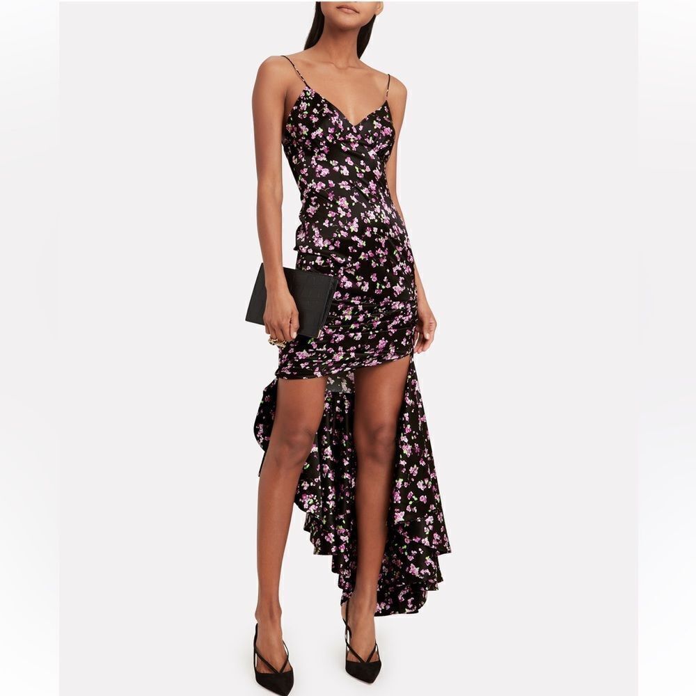 Caroline Constas Asymmetrical Silk Floral Dress Medium